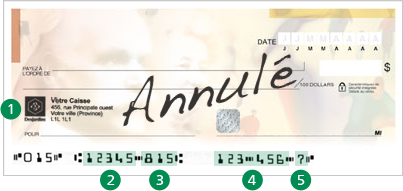 Spécimen de chèque - Desjardins